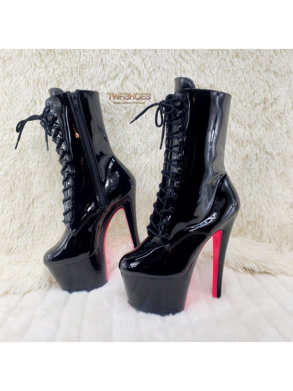 Sky 1020TT Black Patent High Heel Ankle Boots - Picture 13 of 14